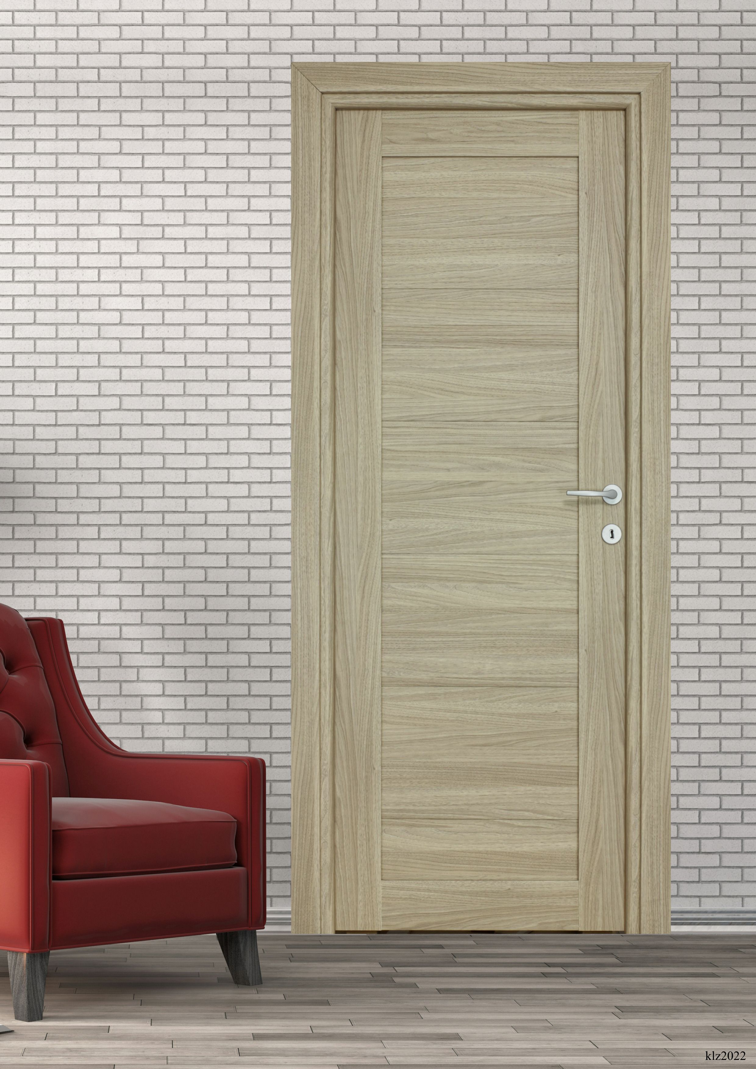 Usa interior Trame, fara geam, reversibila, MDF, 88 x 203 cm, frasin