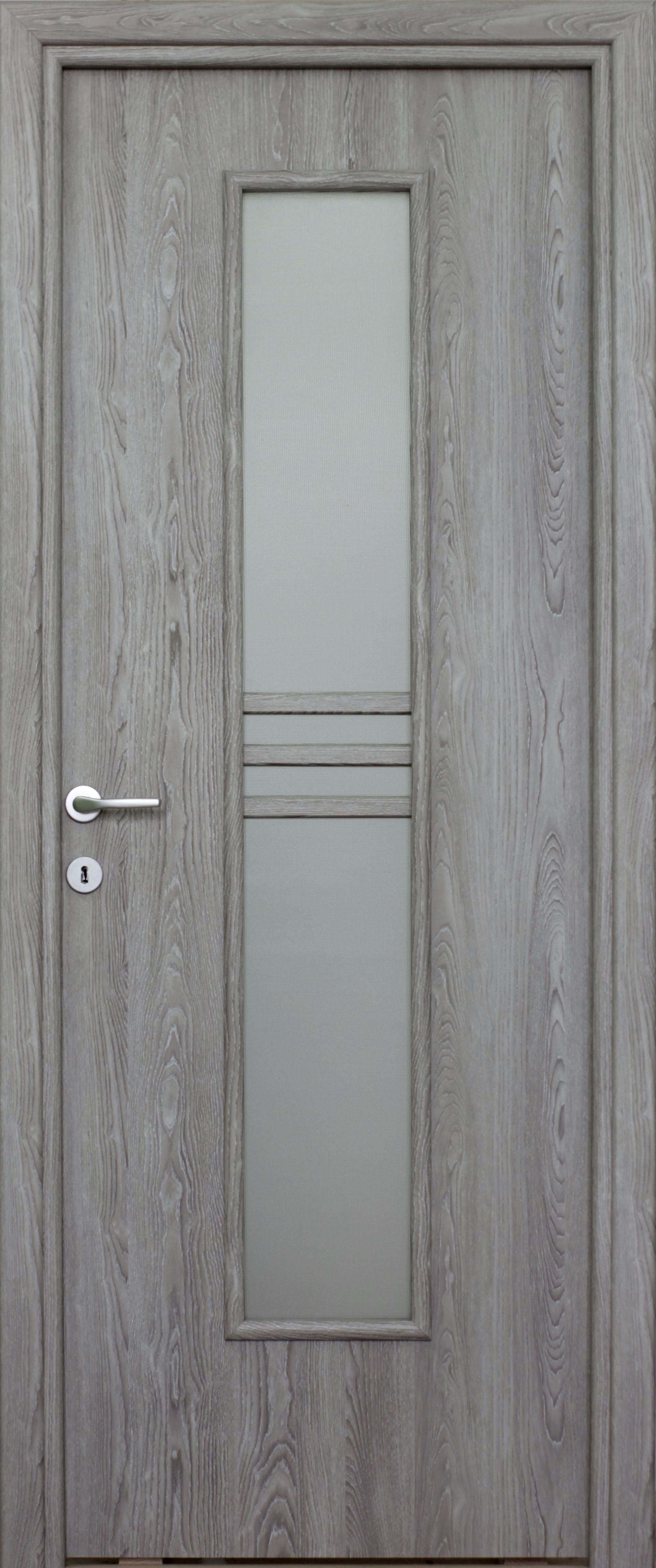 Usa interior Karpat, cu geam, reversibila, MDF, 78 x 203 cm, gri