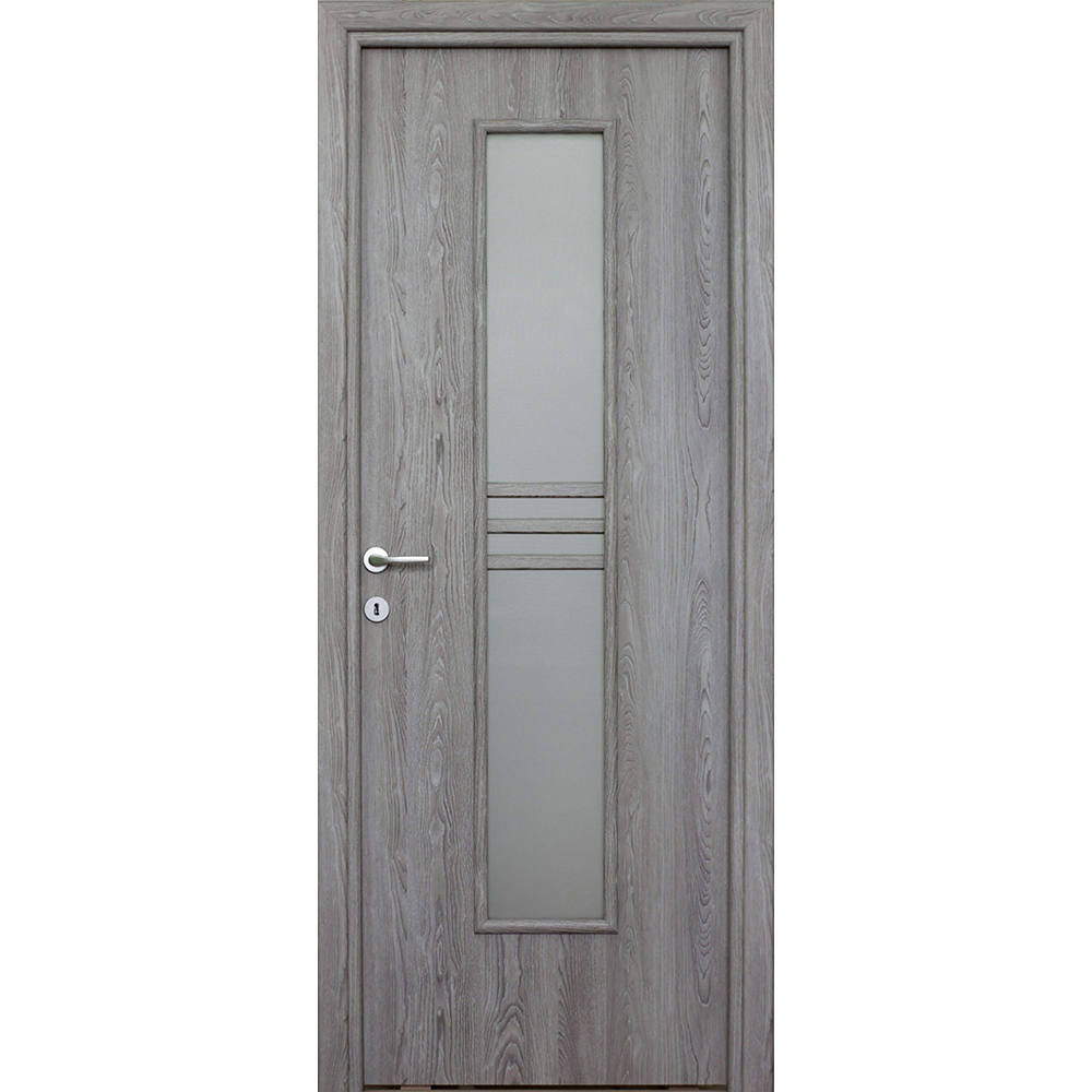 Usa interior VELTA DOORS, cu geam, reversibila, MDF, 88 x 203 cm, gri