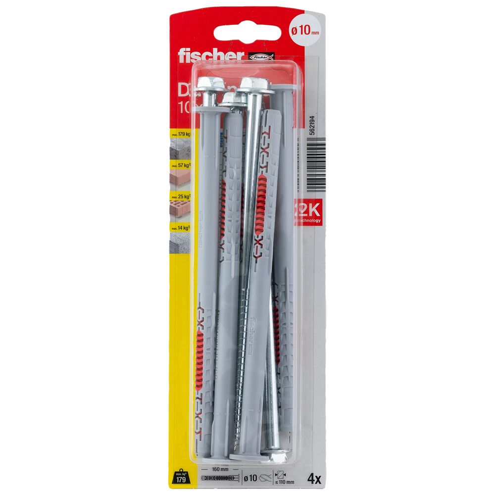 Diblu FISCHER Duoxpand, 10 x 160 mm, 4 buc, nailon, gri