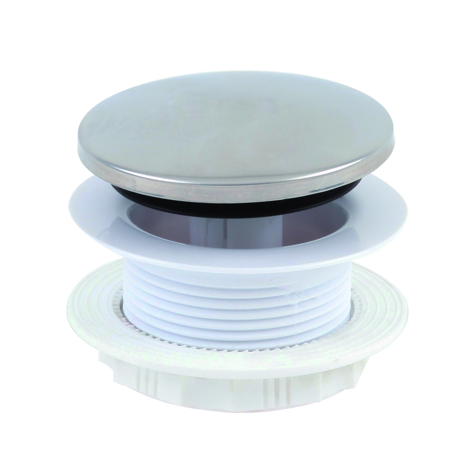 Ventil cada WIRQUIN Pro, push-open, plastic, 61 mm, alb-crom