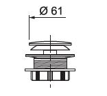 Ventil cada WIRQUIN Pro, push-open, plastic, 61 mm, alb-crom