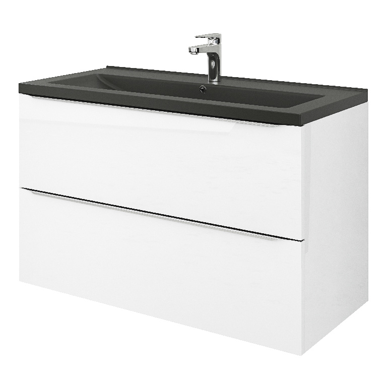 Lavoar baie GOODHOME Nira, ceramica, 100.4 x 45.5 cm, negru mat