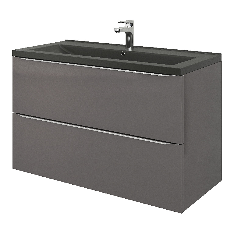 Lavoar baie GOODHOME Nira, ceramica, 100.4 x 45.5 cm, negru mat