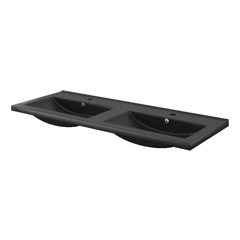 Lavoar baie GOODHOME Nira, ceramica, 121.5 x 46 cm, negru mat
