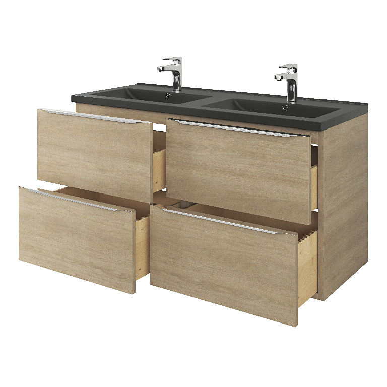 Lavoar baie GOODHOME Nira, ceramica, 121.5 x 46 cm, negru mat