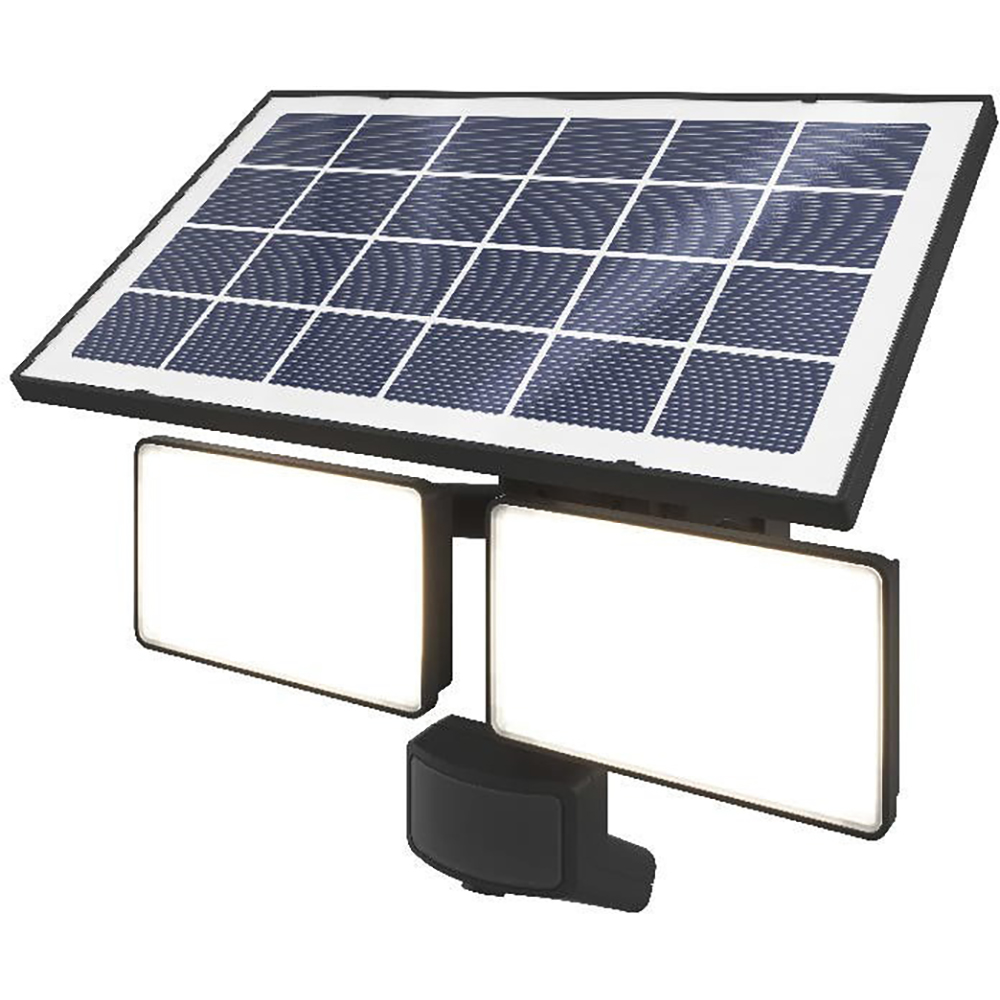 Proiector solar cu senzor GOODHOME, 22 W, 2 x 800lm, IP65, 5000K, negru