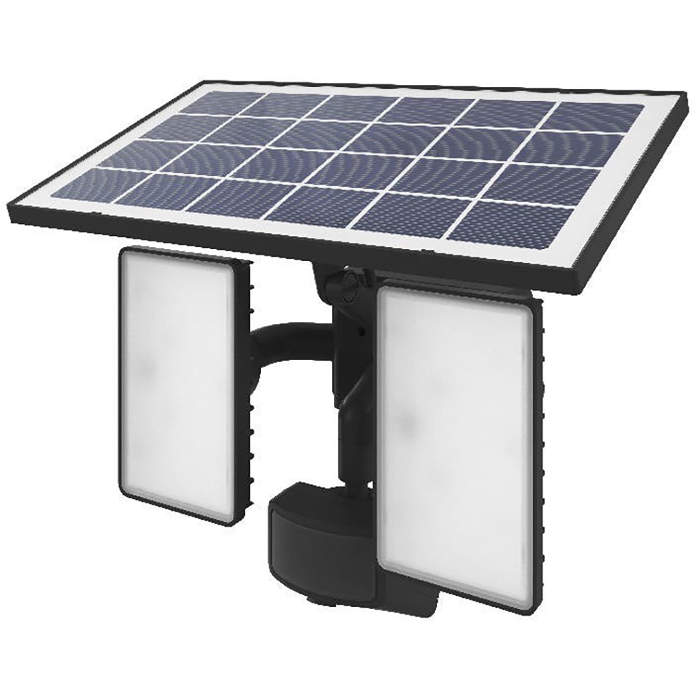 Proiector solar cu senzor GOODHOME, 22 W, 2 x 800lm, IP65, 5000K, negru