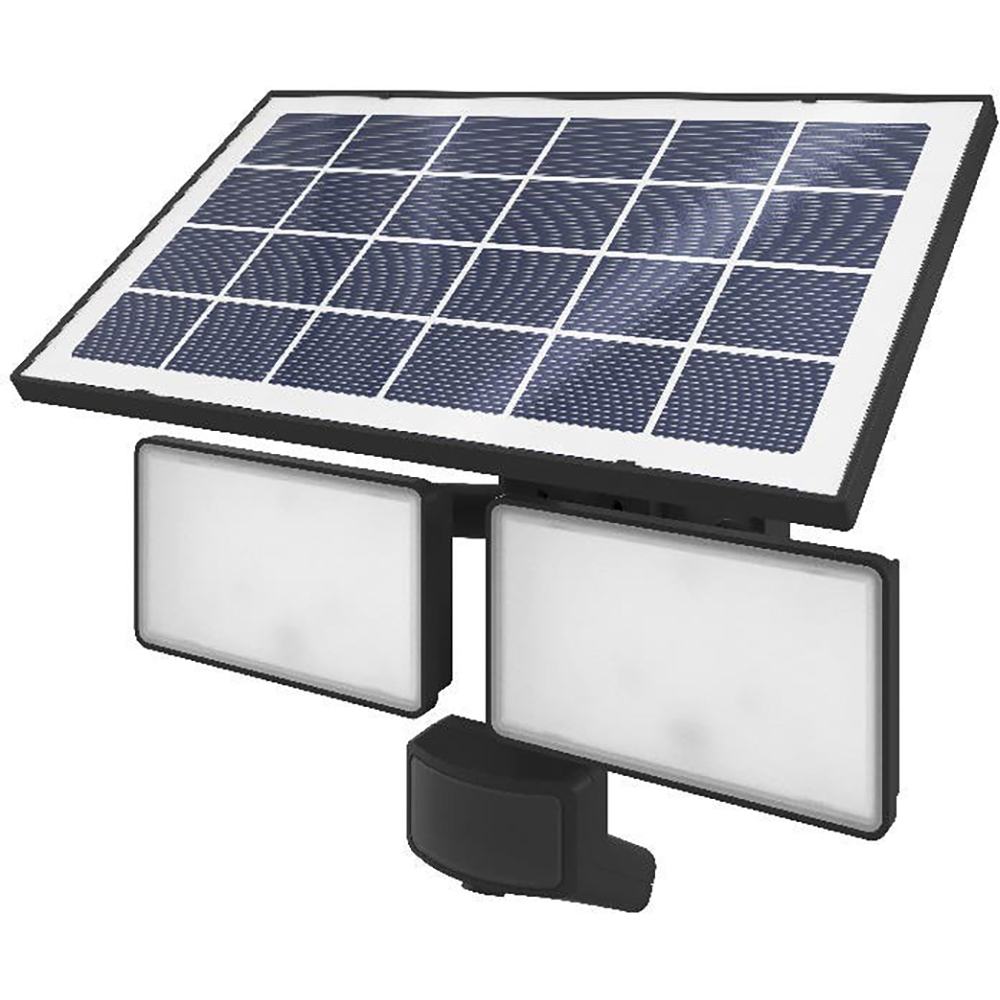 Proiector solar cu senzor GOODHOME, 22 W, 2 x 800lm, IP65, 5000K, negru