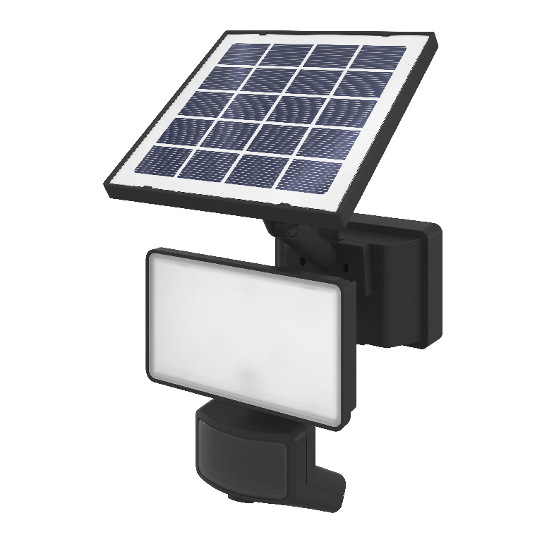 Proiector LED solar cu senzor GOODHOME, 800lm, 5000K, IP65, plastic, negru, lumina alb rece