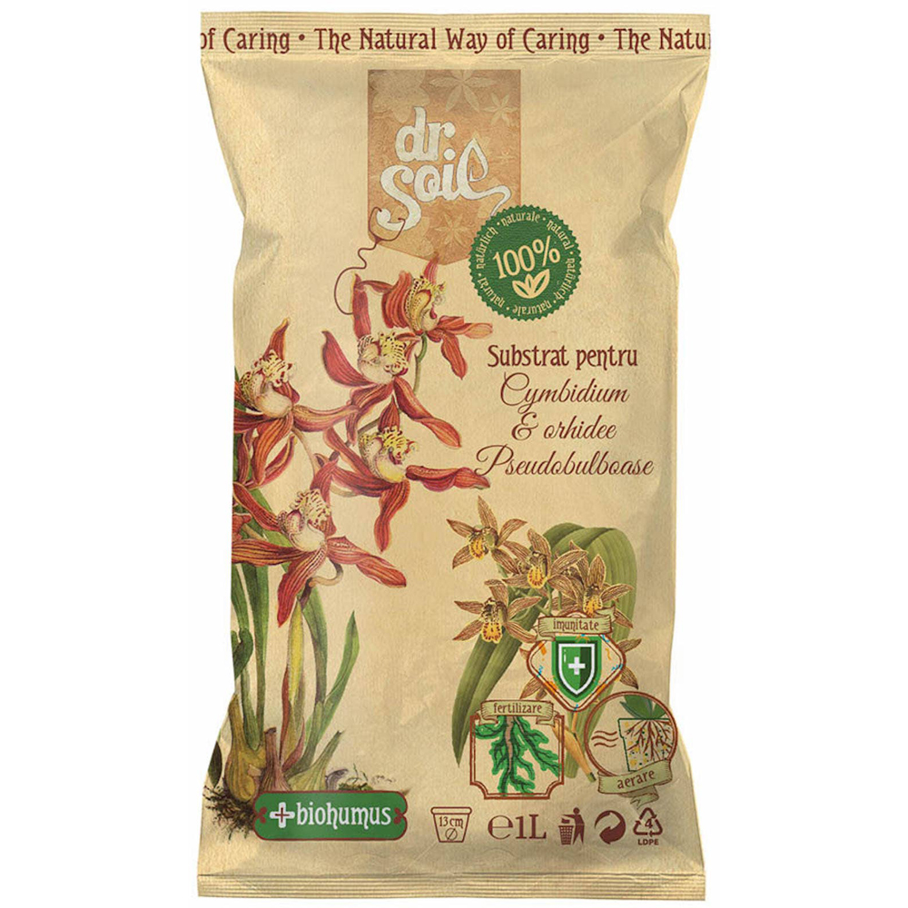 Substrat orhidee cymbidium si pseudobulboase Dr. Soil, fertilizant natural, 1 l l