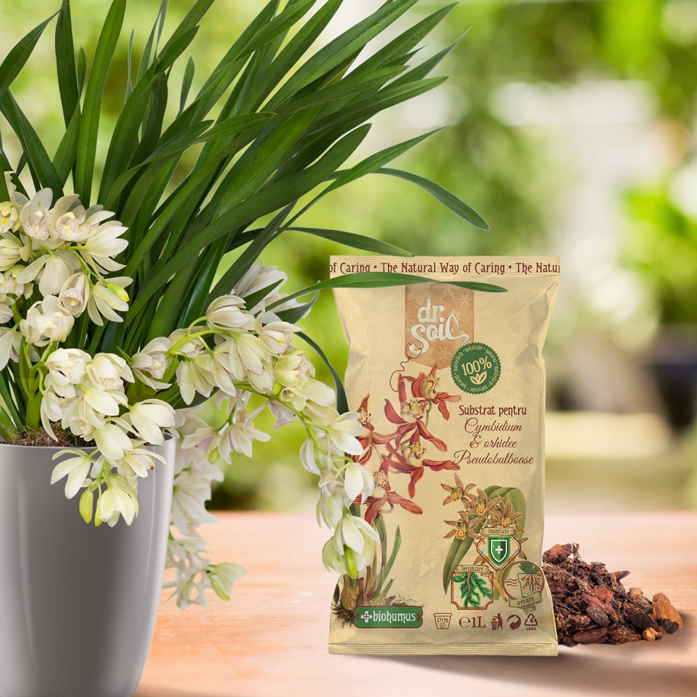 Substrat orhidee cymbidium si pseudobulboase Dr. Soil, fertilizant natural, 1 l