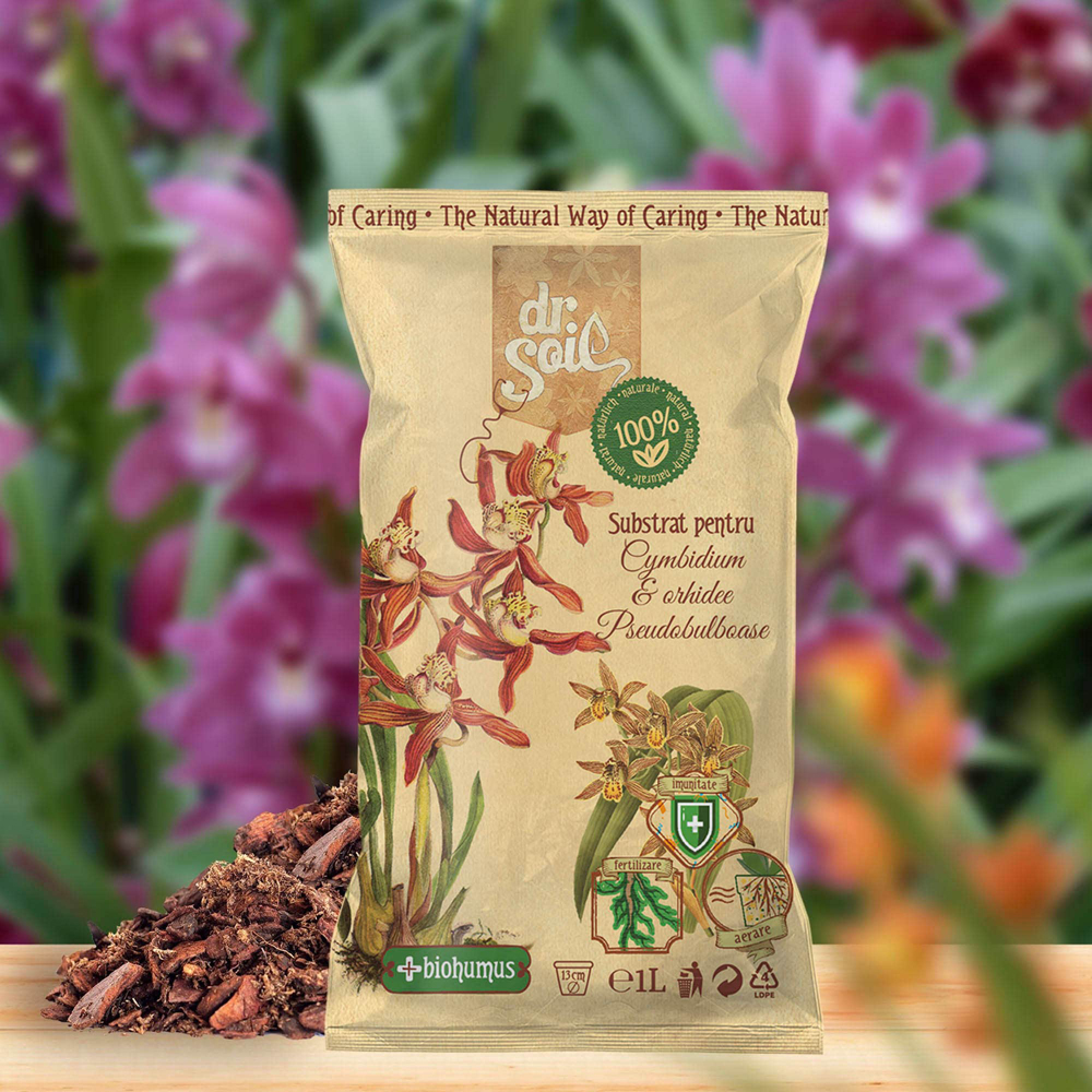 Substrat orhidee cymbidium si pseudobulboase Dr. Soil, fertilizant natural, 1 l