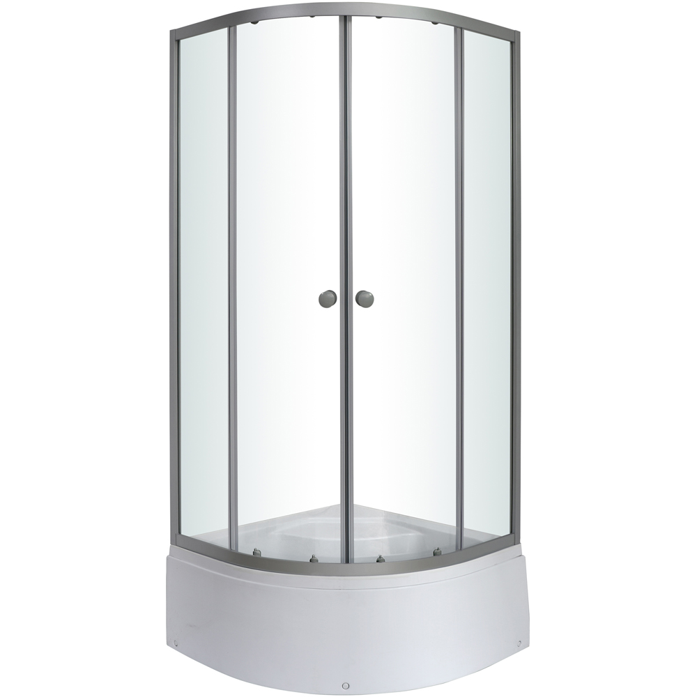 Cabina dus standard GOODHOME Arkell, semirotunda, cadita inalta, 80 x 80 x 197 cm, sticla securizata 4mm, profil crom