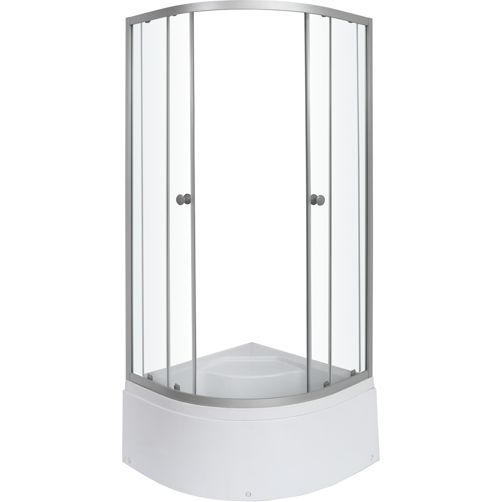 Cabina dus standard GOODHOME Arkell, semirotunda, cadita inalta, 80 x 80 x 197 cm, sticla securizata 4mm, profil crom