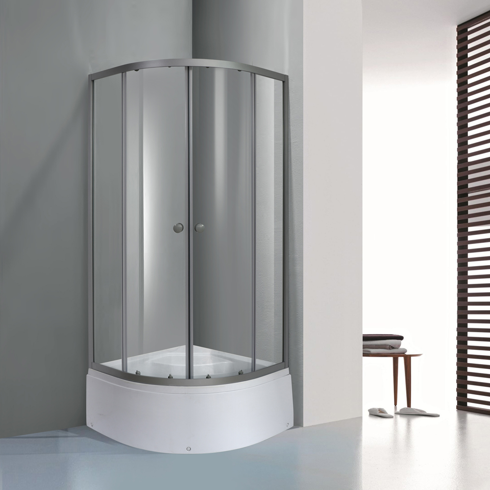Cabina dus standard GOODHOME Arkell, semirotunda, cadita inalta, 80 x 80 x 197 cm, sticla securizata 4mm, profil crom