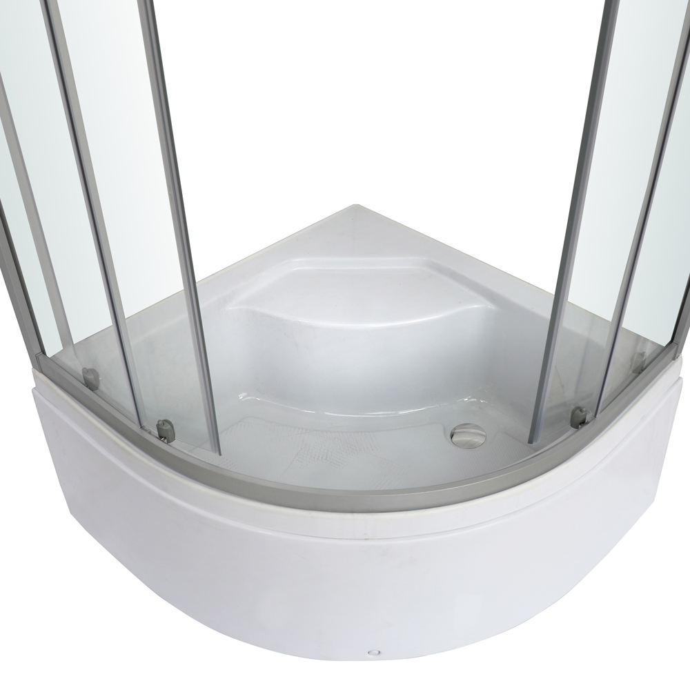 Cabina dus standard GOODHOME Arkell, semirotunda, cadita inalta, 90 x 90 x 197 cm, sticla securizata 4mm, profil crom