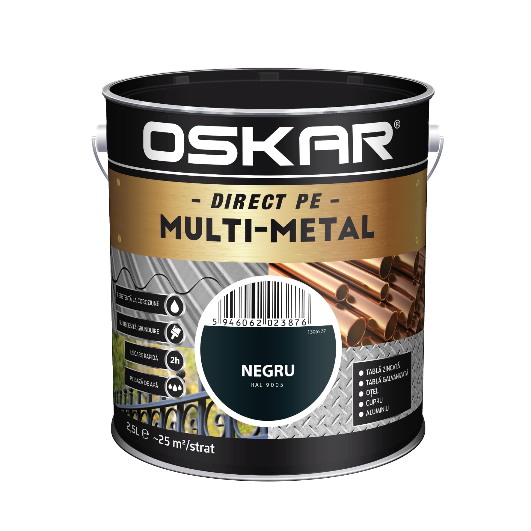 Email negru, metal, 2.5 L Oskar Multimetal