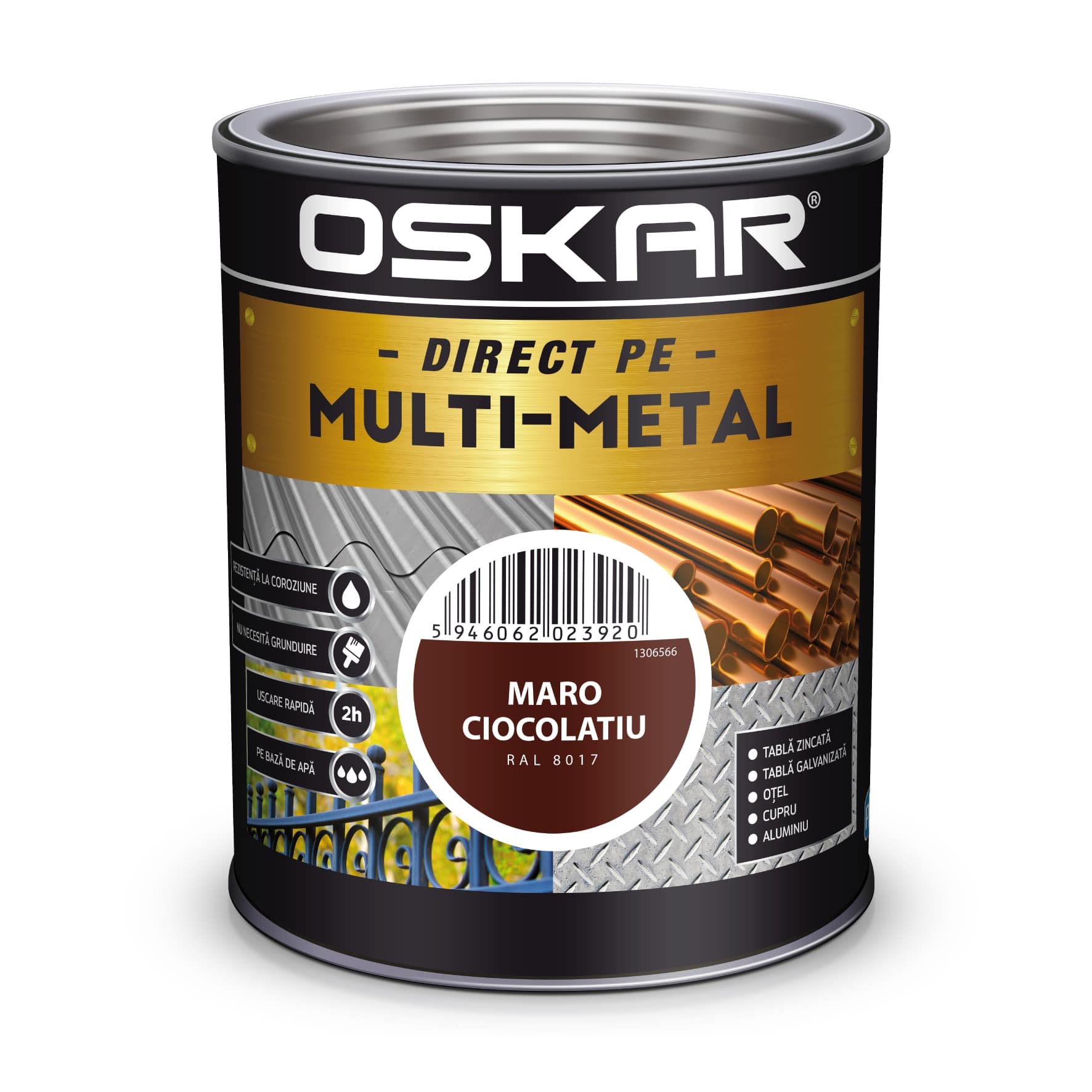 Email maro ciocolatiu, metal, 0.75 L  Oskar Multimetal