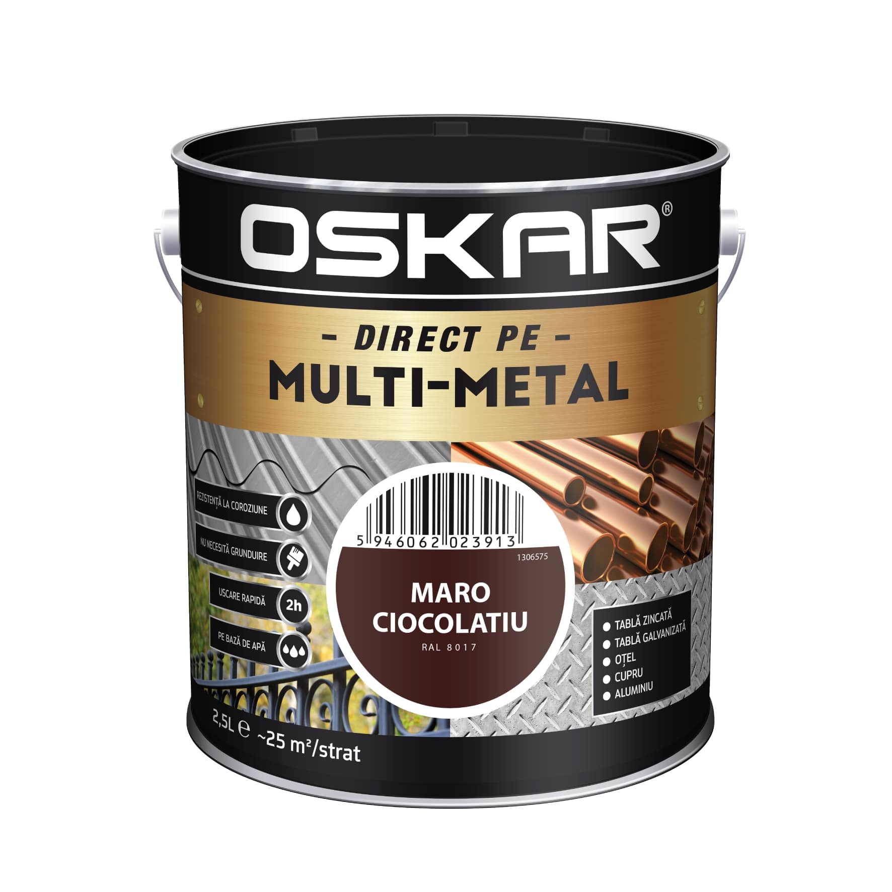 Email maro ciocolatiu, metal, 2.5 L Oskar Multimetal