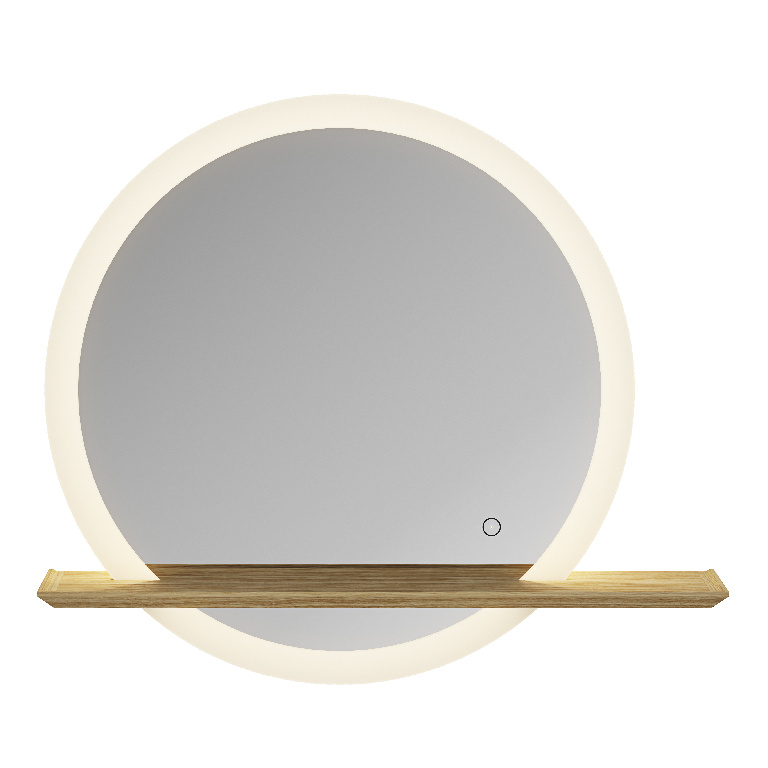 Oglinda baie cu etajera GoodHome Avela, rotunda, 70 cm, iluminare LED