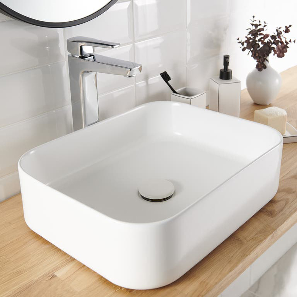 Lavoar pe blat GOODHOME Tekapo, rasina, 45 x 35 cm, alb mat