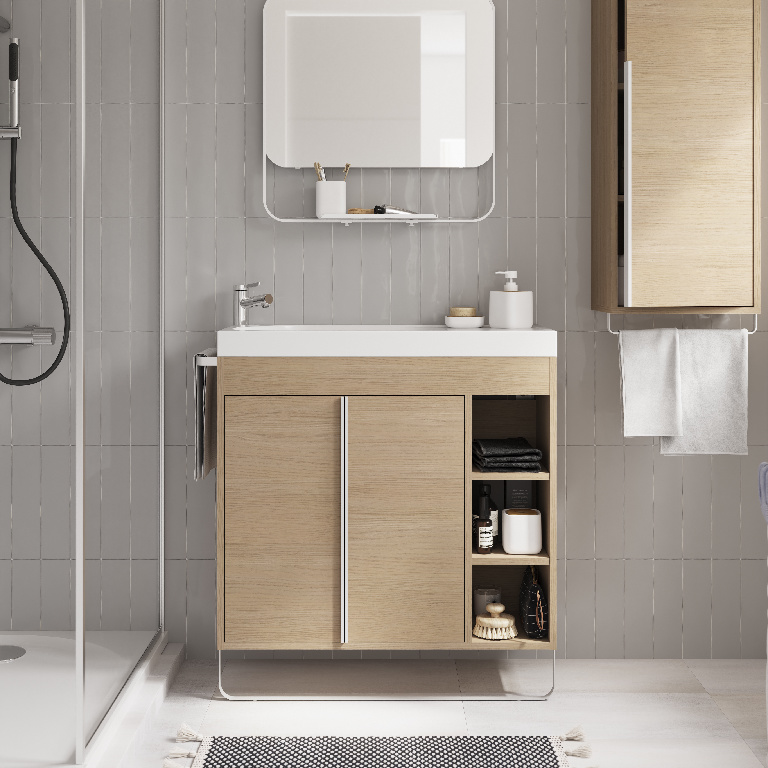 Masca lavoar GoodHome Maza, MDF, 85 x 36 x 82 cm, natur