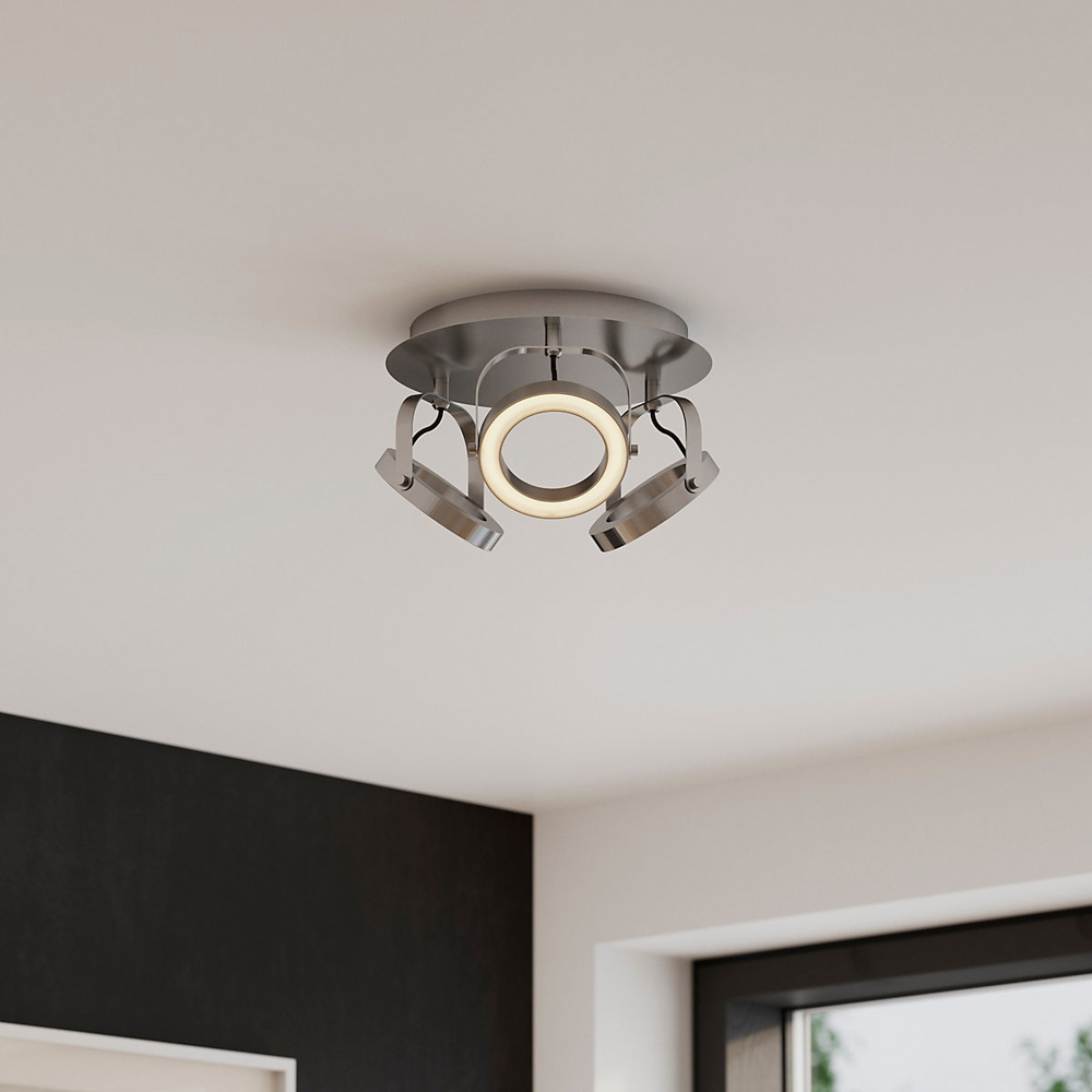 Plafoniera Taphao GoodHome, 3 E14, LED compatibile, argintiu
