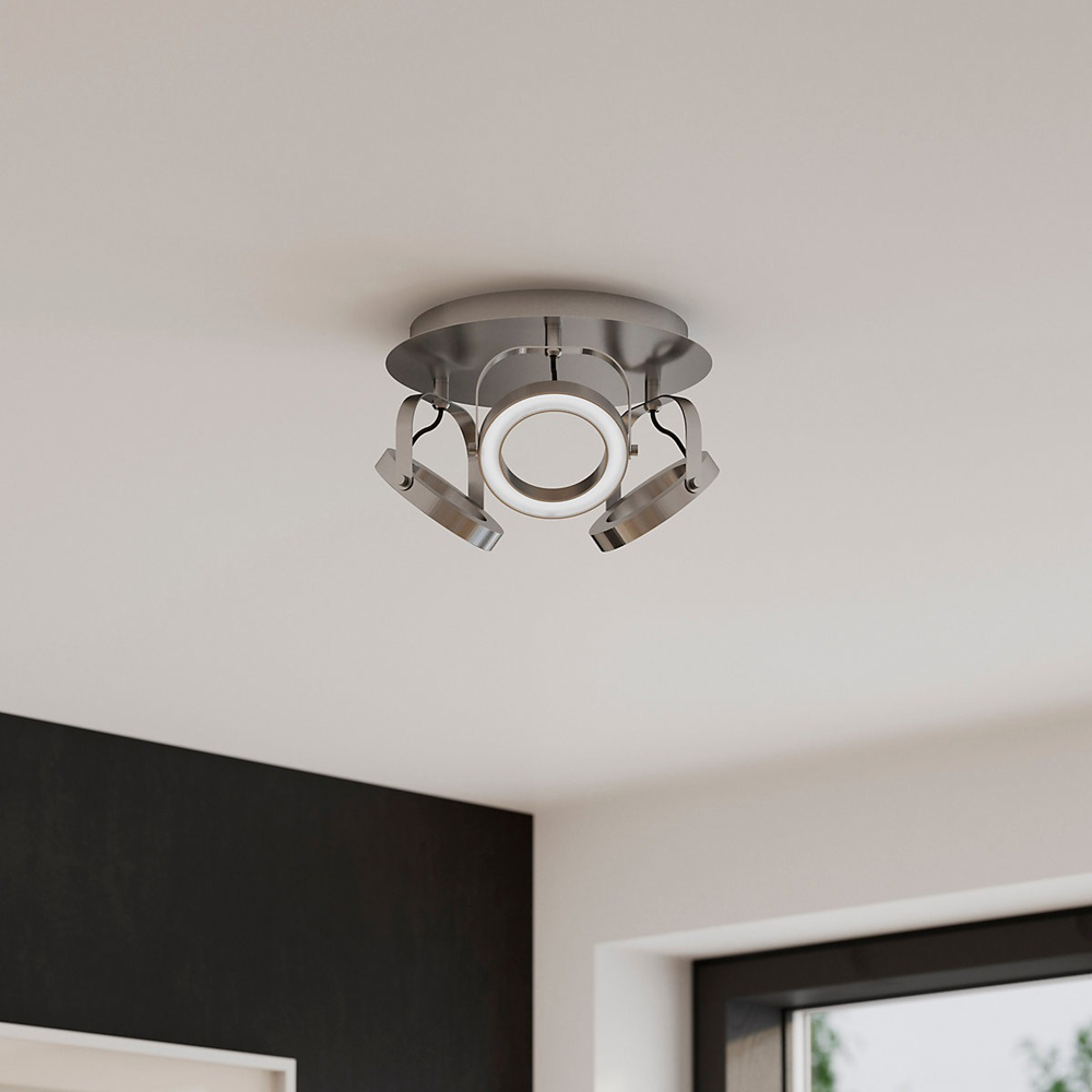 Plafoniera Taphao GoodHome, 3 E14, LED compatibile, argintiu