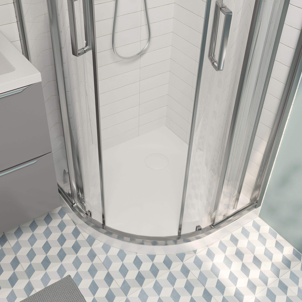 Cadita dus GOODHOME Cavally, semirotunda, compozit pe baza de rasina, 90 x 90 x 3 cm, alb
