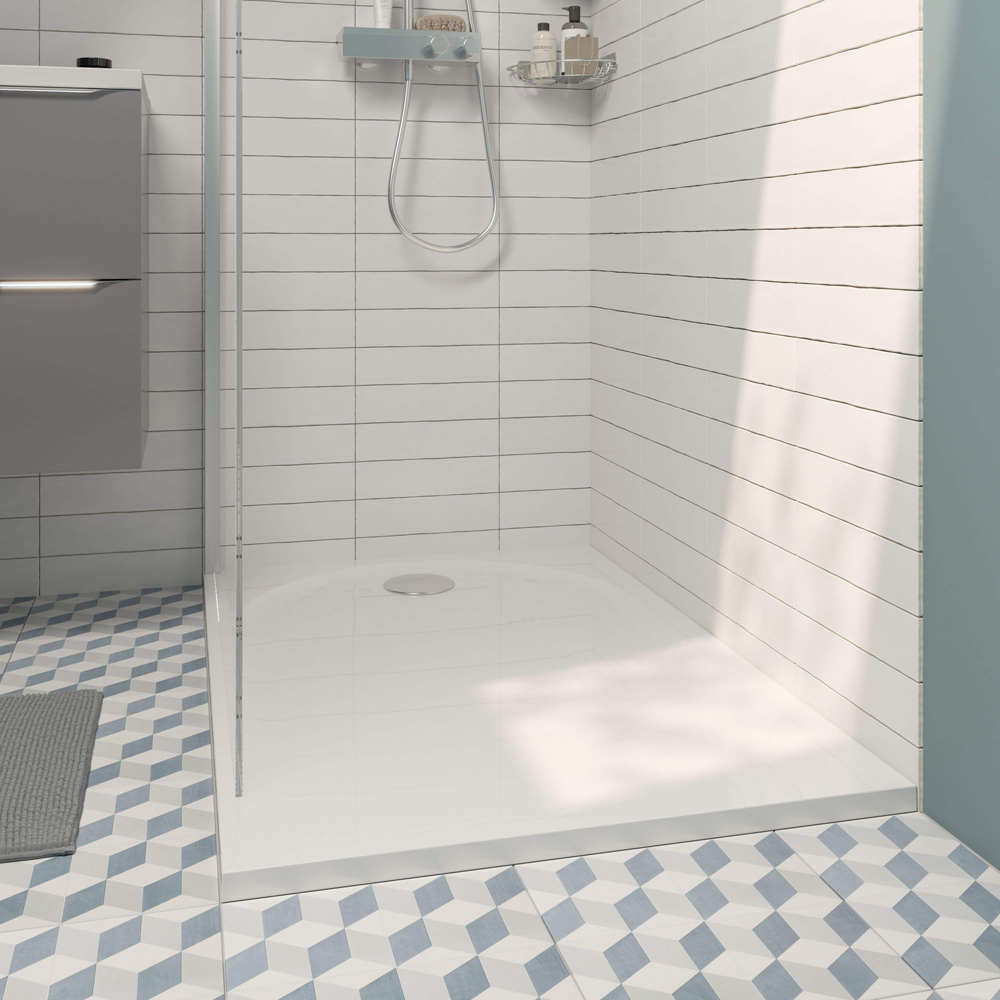 Cadita dus GOODHOME Cavally, dreapta, compozit pe baza de rasina, 100 x 80 x 3 cm, alb