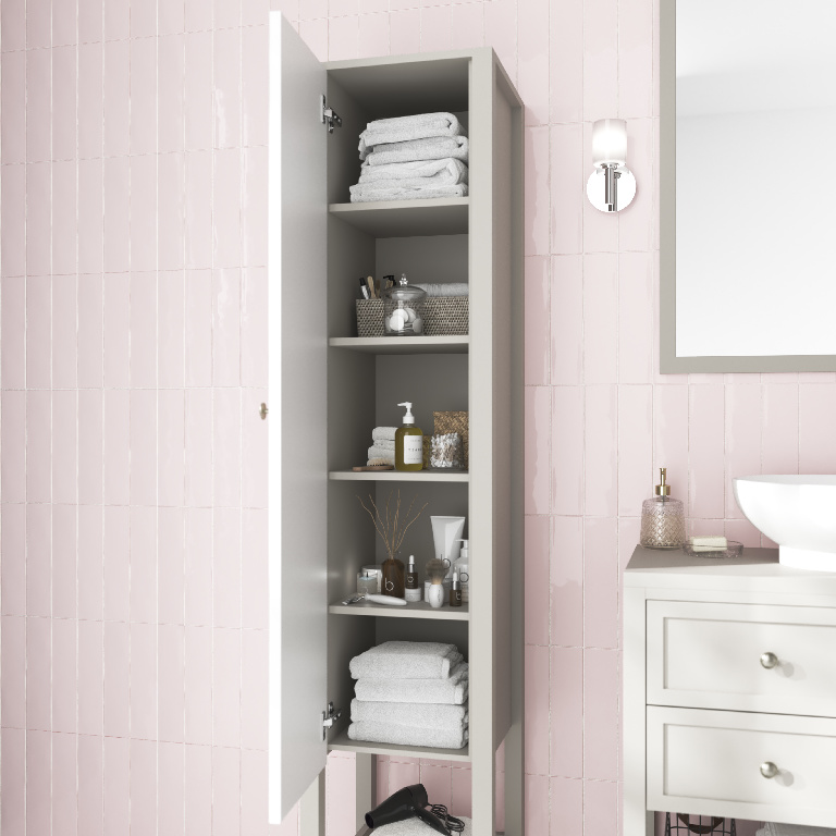Coloana baie cu oglinda GoodHome Perma, 40 x 36 x 185 cm, gri