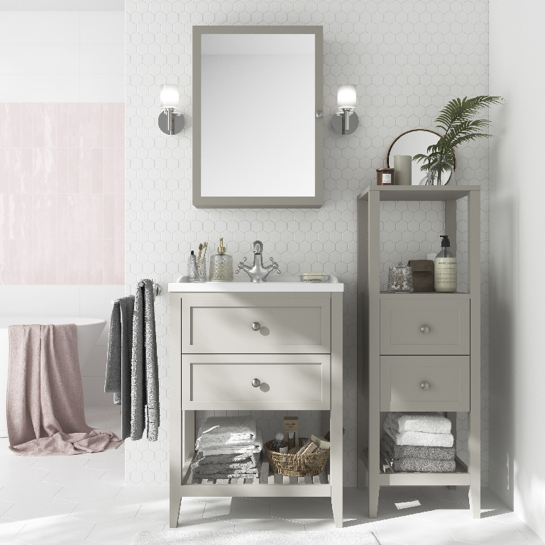 Dulap baie cu oglinda GoodHome Perma, 50 x 15 x 70 cm, gri