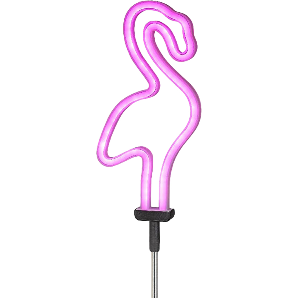 Lampa solara LED, flamingo, roz neon