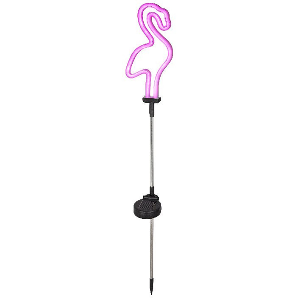 Lampa solara LED, flamingo, roz neon