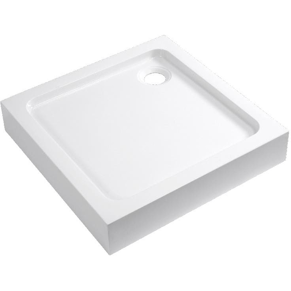 Cadita dus Dommel, patrata, ABS si acril, 90 x 90 x 15 cm, alb