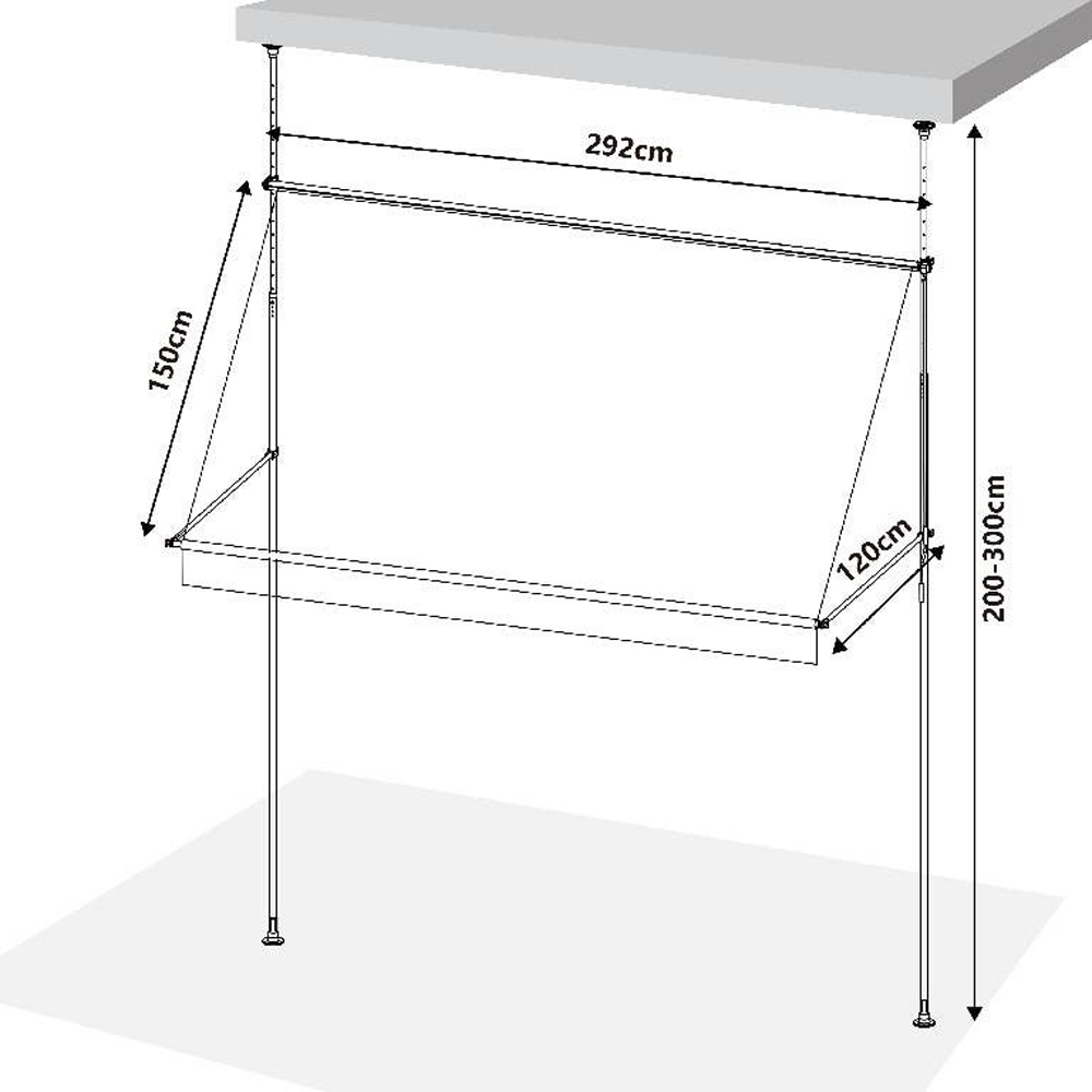 Copertina retractabila, aluminiu, 292 x 120 cm, antracit