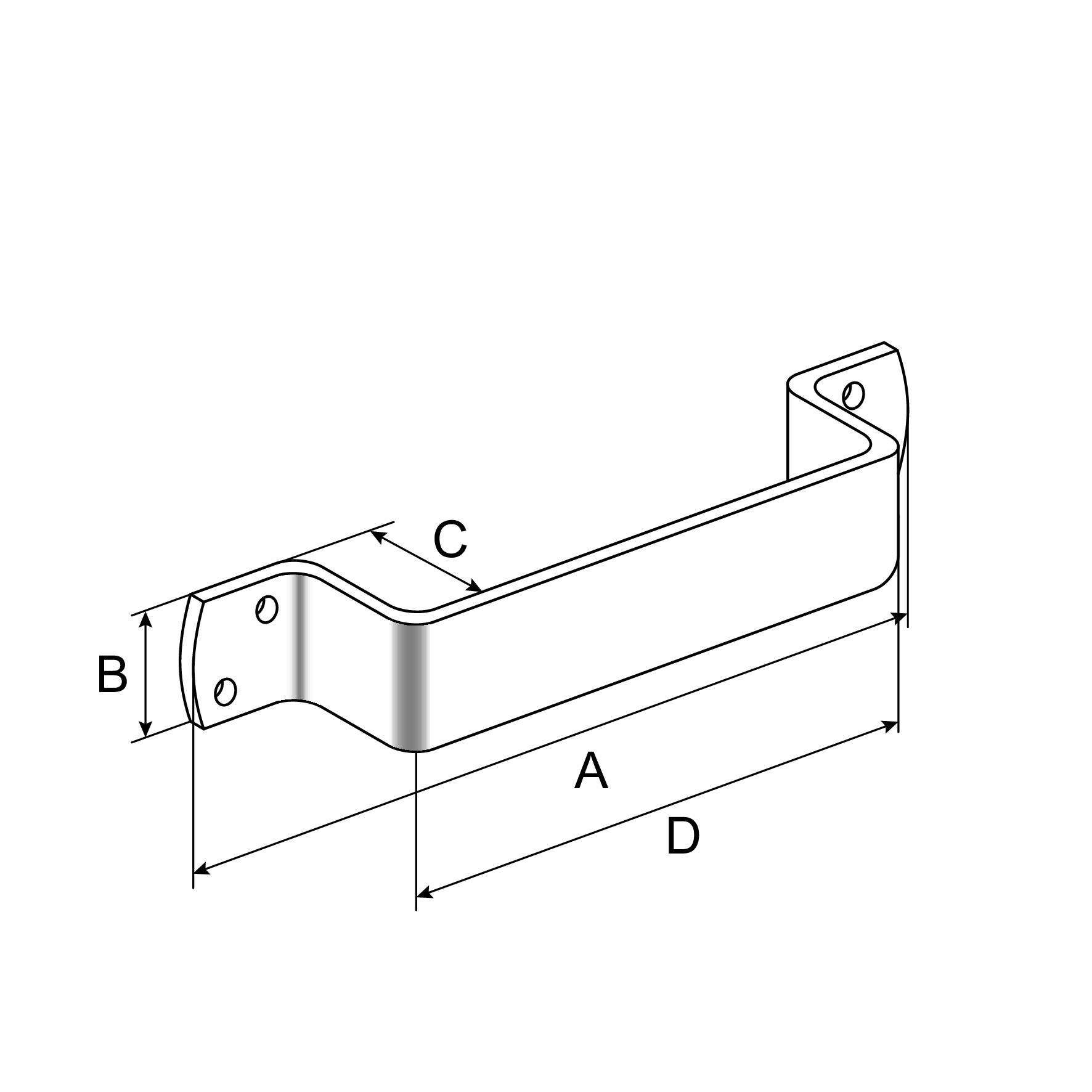 Maner pentru cufar SUKI, 160 x 25mm