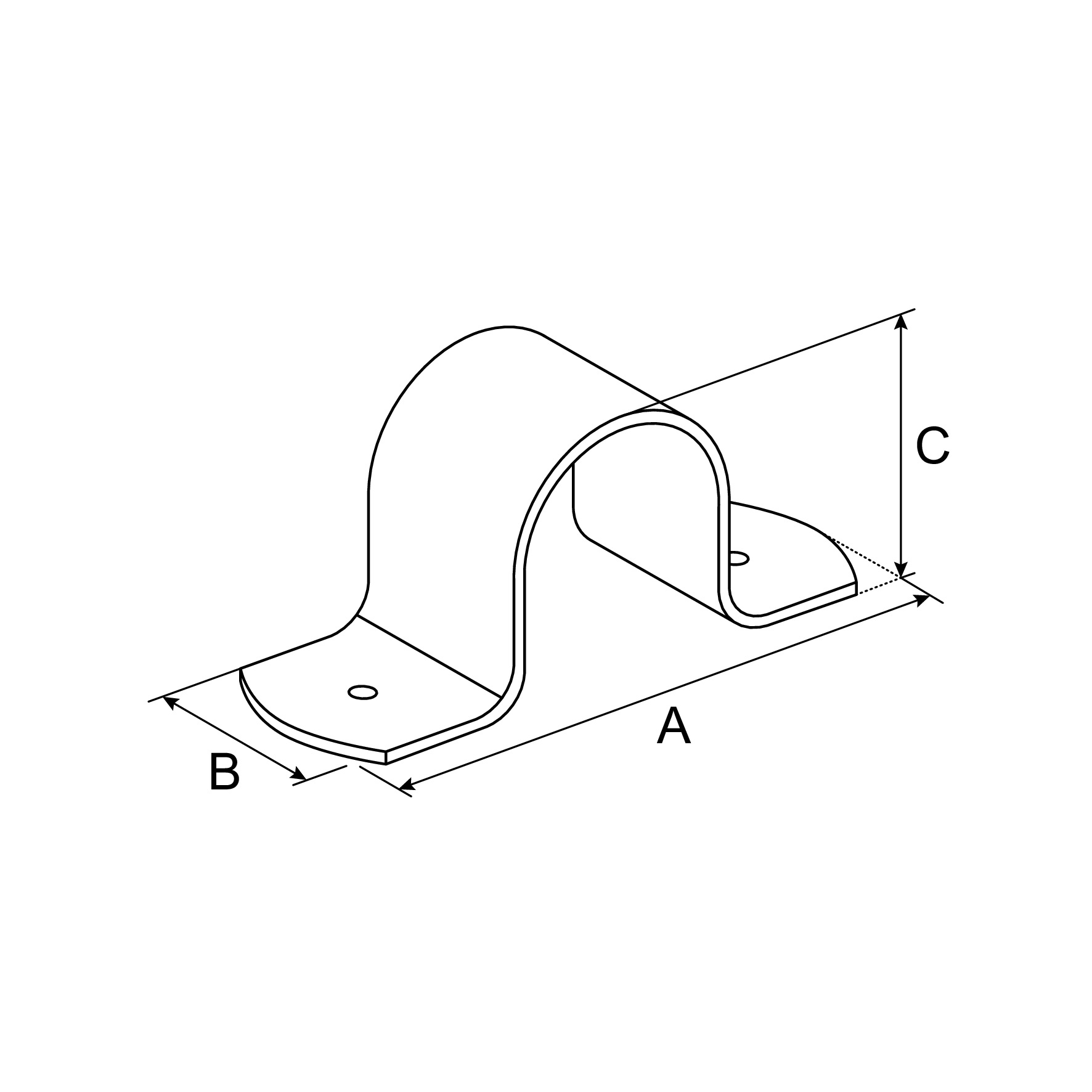 Brida pentru tevi SUKI, 85 x 20 x 30mm