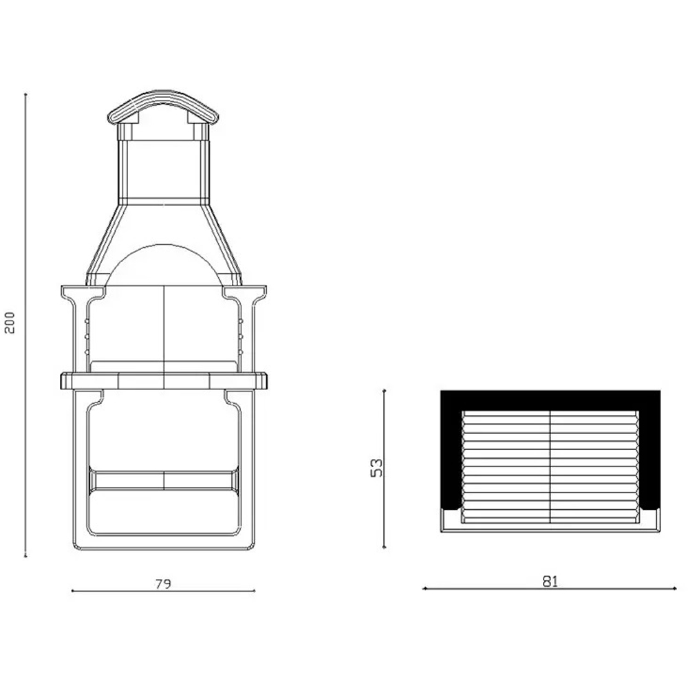 Gratar ciment refractar LINEA Affi, 114 x 70 x 216 cm, gri
