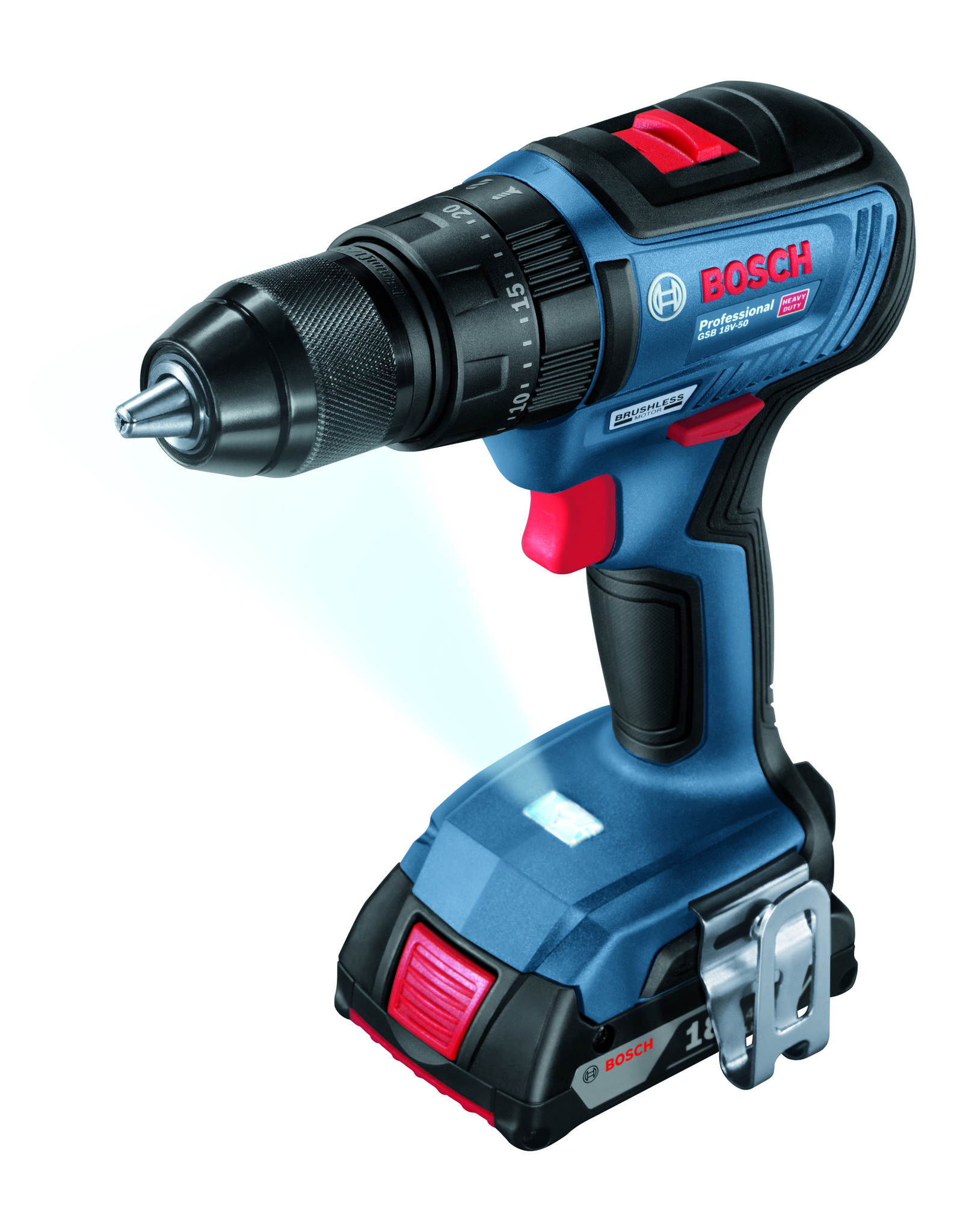 Masina de gaurit si insurubat cu percutie Bosch Professional GSB 18V-50, 18V, 2 x 2Ah, 1800RPM, 28/50Nm