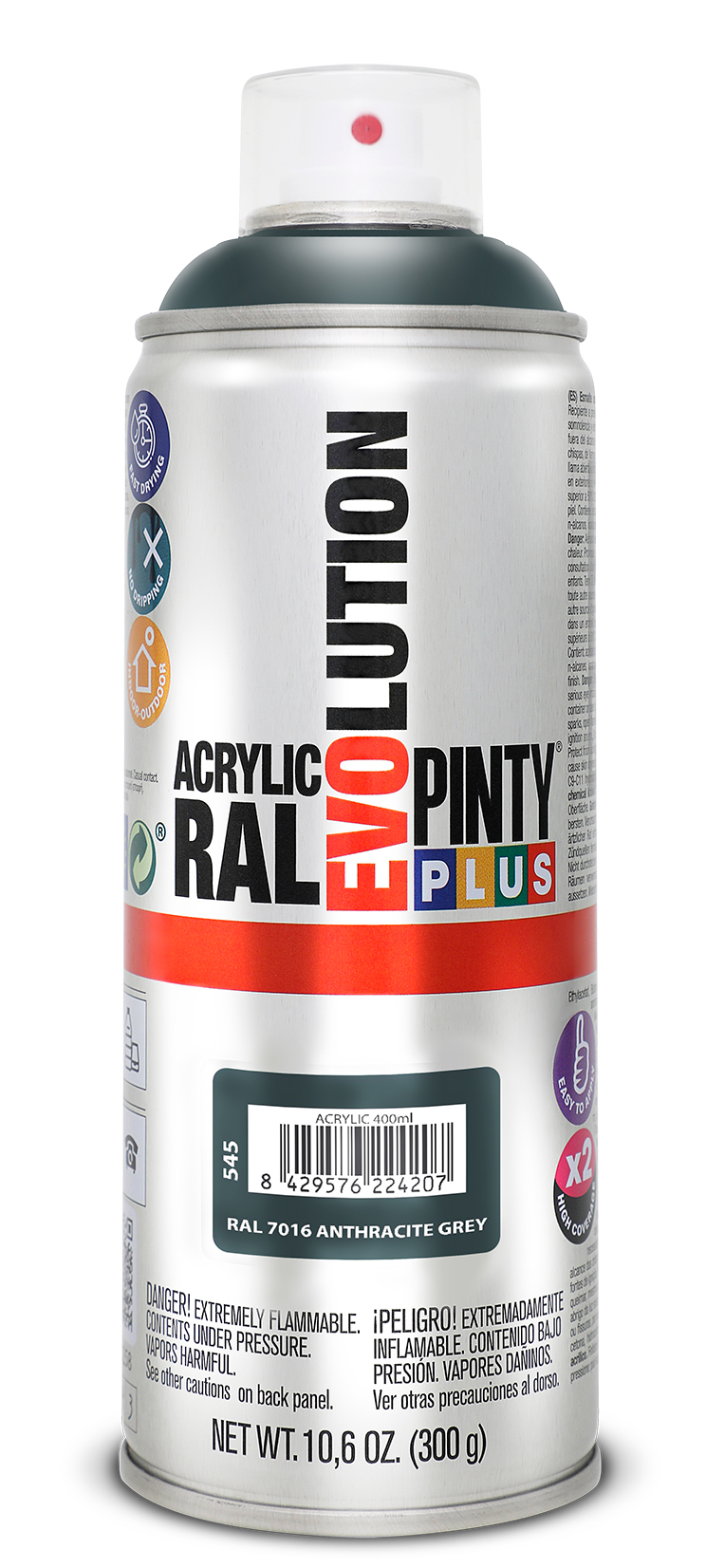 Vopsea spray acrilica PINTYPLUS Evolution, RAL 7016, gri antracit, 400ml