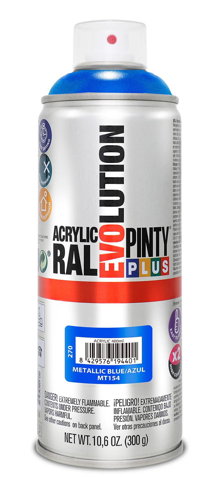 Spray vopsea acrilica PINTYPLUS Evolution, albastru metalizat, 400 ml