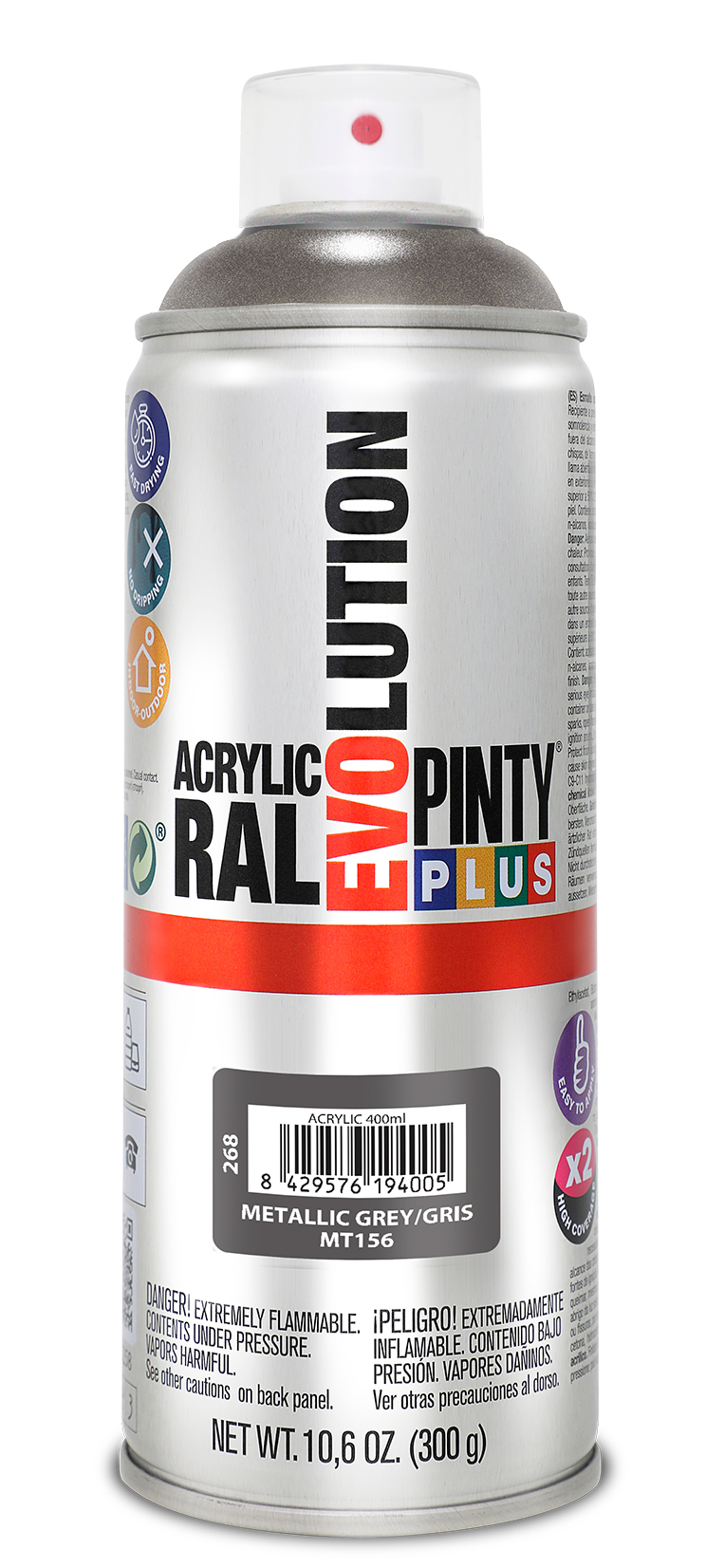 Spray vopsea acrilica PINTYPLUS Evolution, gri metalizat, 400 ml