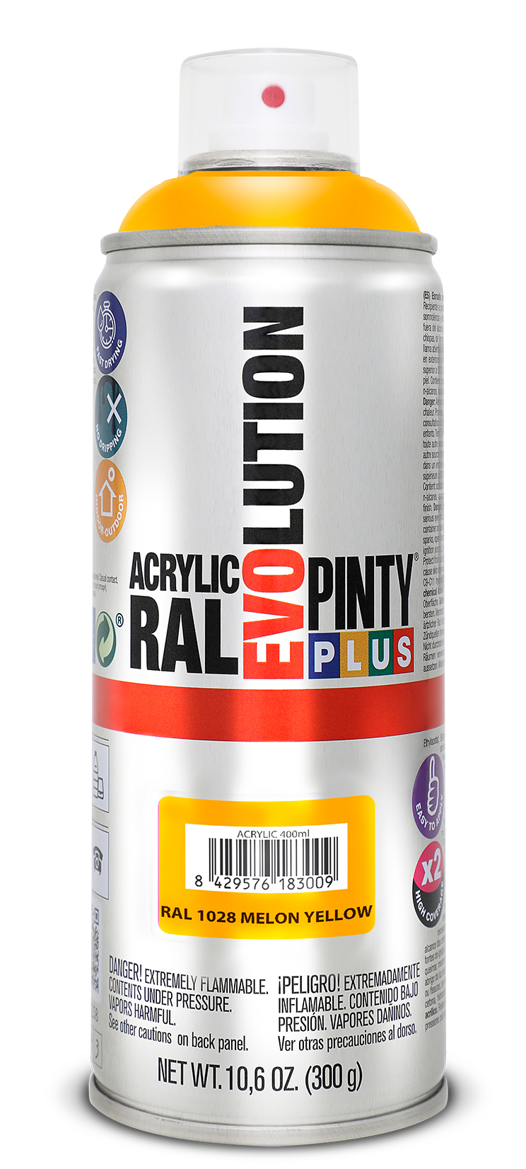 Spray vopsea acrilica PINTYPLUS Evolution, galben pepene, RAL 1028, 400 ml