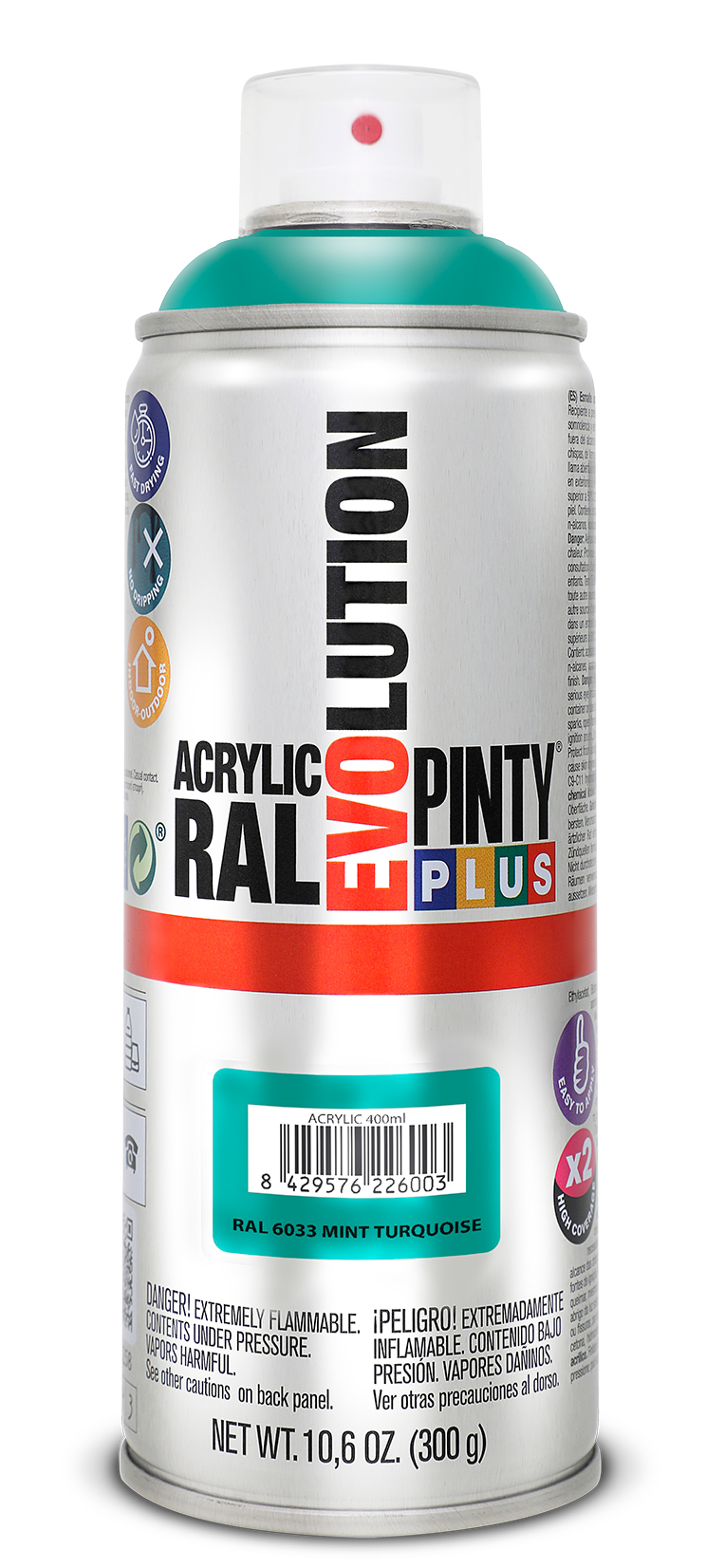 Spray vopsea acrilica PINTYPLUS Evolution, turcoaz menta, RAL 6033, 400 ml