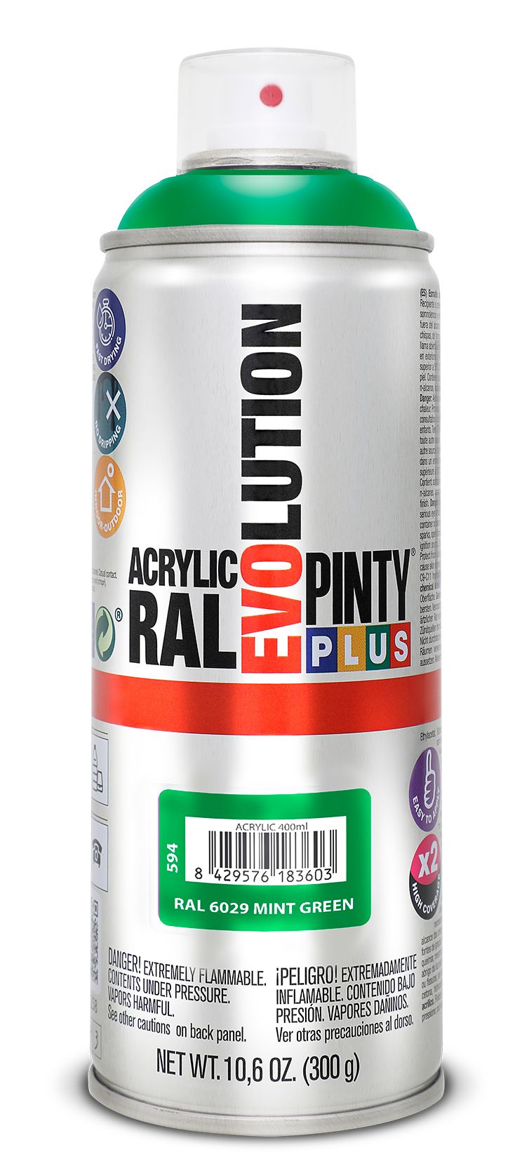 Vopsea spray acrilica PINTYPLUS Evolution, RAL 6029, verde menta, 400ml