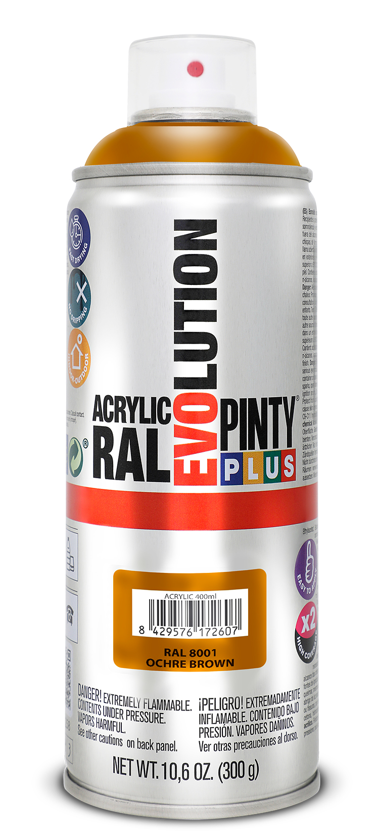 Spray vopsea acrilica PINTYPLUS Evolution, ocru maro, RAL 8001, 400 ml