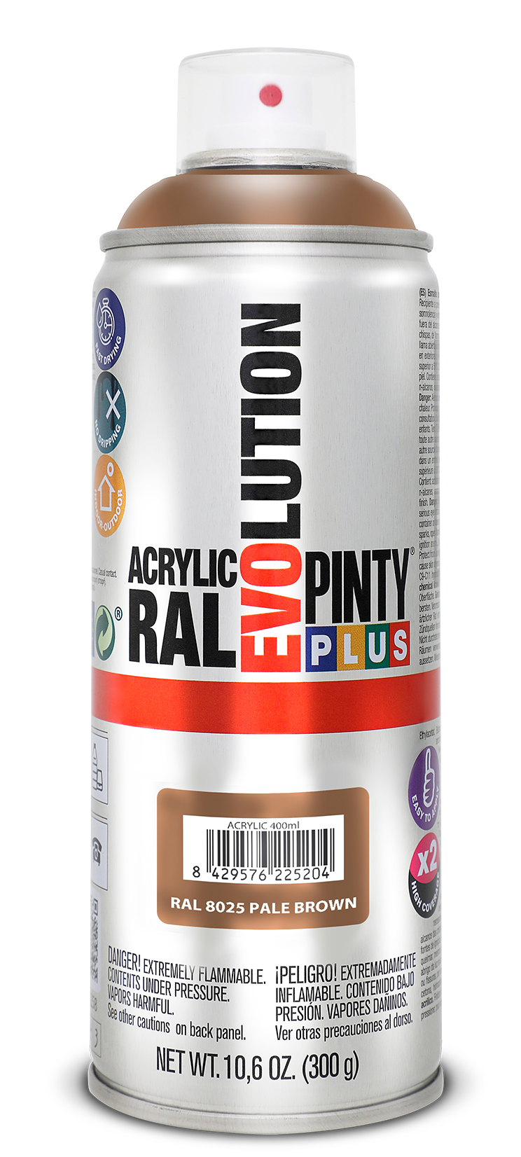 Spray vopsea acrilica PINTYPLUS Evolution, maro pal, RAL 8025, 400 ml