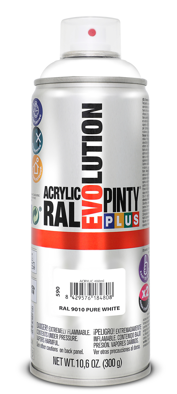 Vopsea spray acrilica PINTYPLUS Evolution, RAL 9010, alb, 400ml
